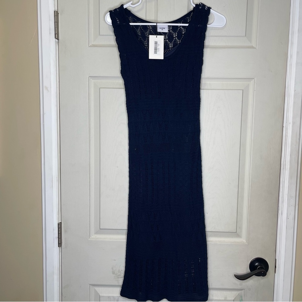 Societe Womens Dark Navy Knit Sleeveless Tank Dress Sz XSP